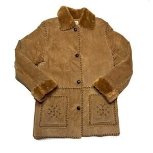 Bagatelle Vintage 70s Suede Leather Coat Faux Fur Penny Lane Women's Medium